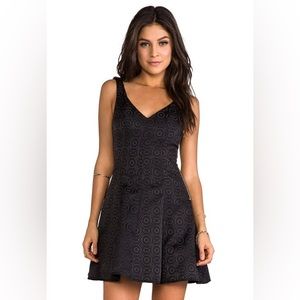 🔥🔥🔥Amanda Uprichard Brocade Jacquard Circle Fit Flare Black Dress